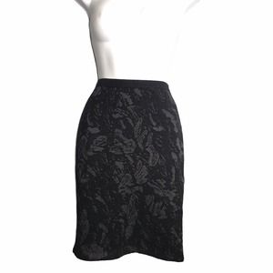 Eileen Fisher Black Floral Pencil Skirt